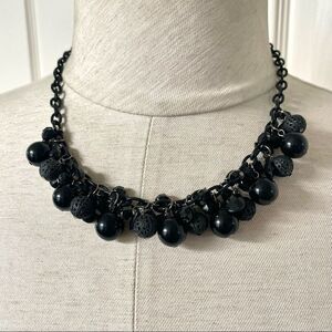 NY collection black beaded cluster necklace